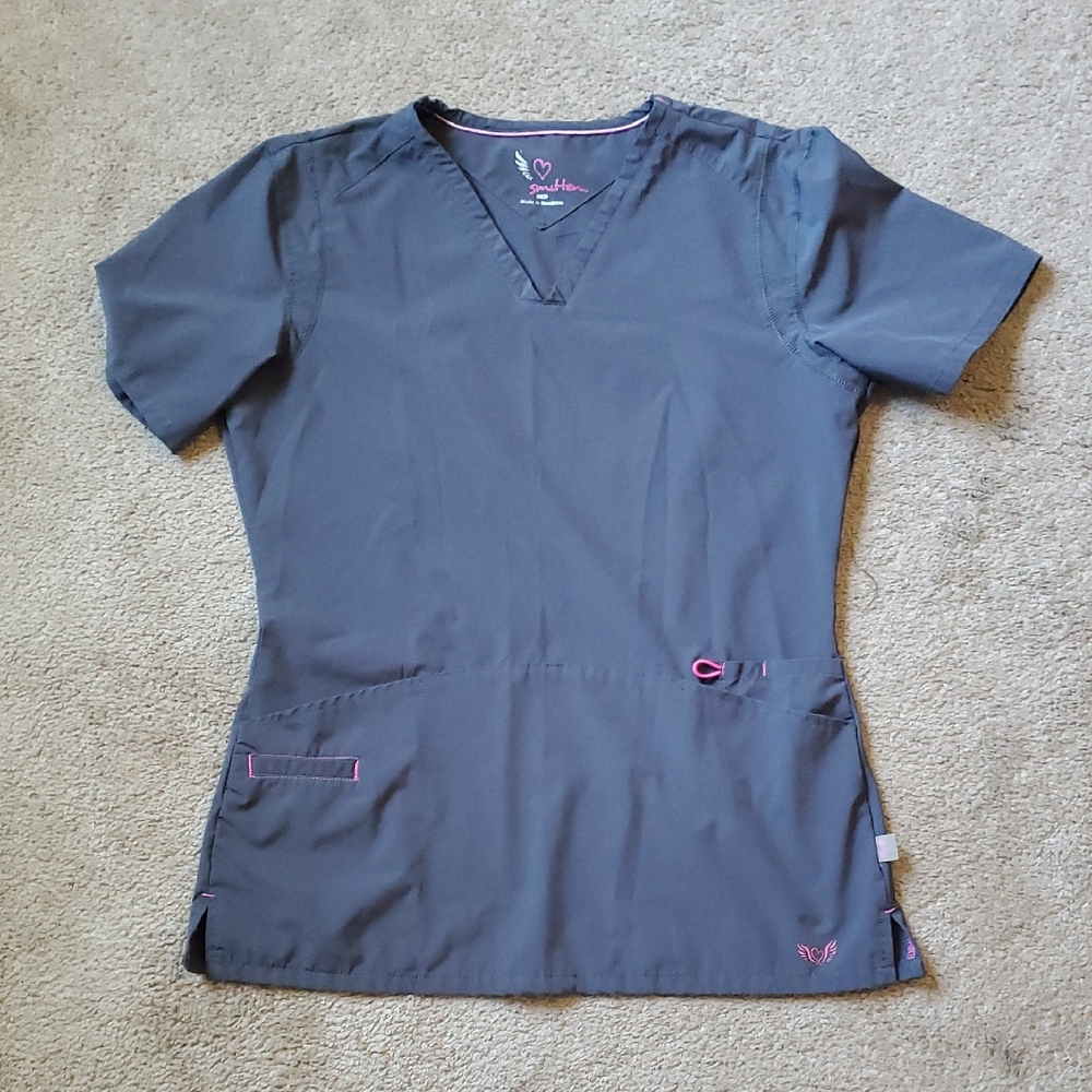 Gray Smitten Scrub Top
